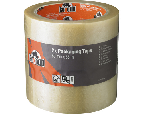 ROXOLID Packaging Tape Packbandset transparent 2 x 50 mm x 66 m