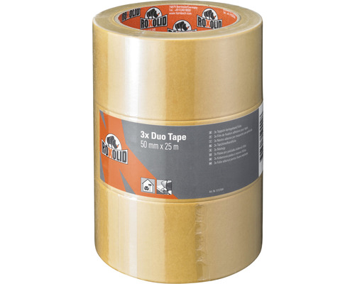 ROXOLID Duo Tape Doppelseitiges Klebeband Teppichklebebandset braun 3 x 50 mm x 25 m-0