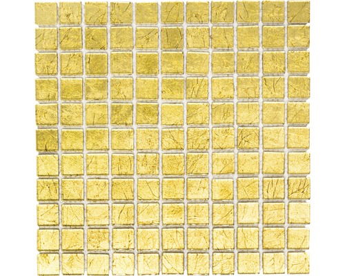 Glasmosaik Quadrat Crystal uni gold 32,7x30,2 cm