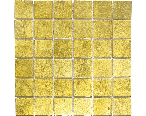 Glasmosaik Quadrat Crystal uni gold struktur 30x30 cm