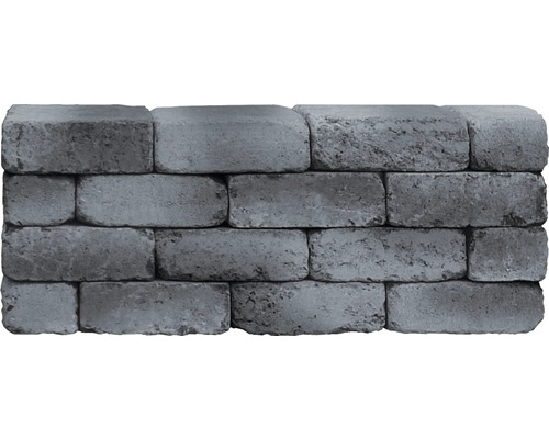 Mauerstein iBrixx antik grau schwarz 28x21x8.5 cm