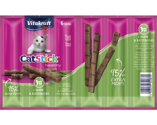 Katzensnack Vitakraft Cat Stick mini Huhn und Katzengras, 6er