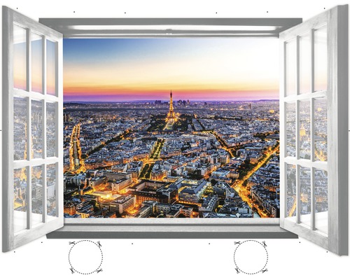 Fototapete Vlies Fenster mit Paris 2,01x1,45m