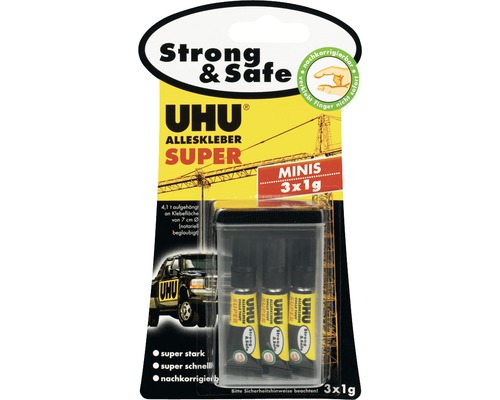 UHU Super Strong&Safe Mini Alleskleber 3x1 g